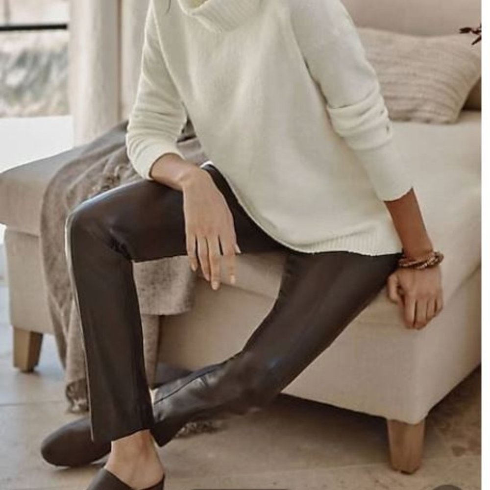 J jill Vegan-Leather Slim-Leg Pants Chocolate - NWT  Beautiful FALL COLOR